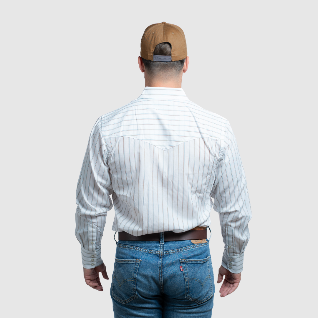 Men's Western Stripe Shirt (White) - I30D01-02