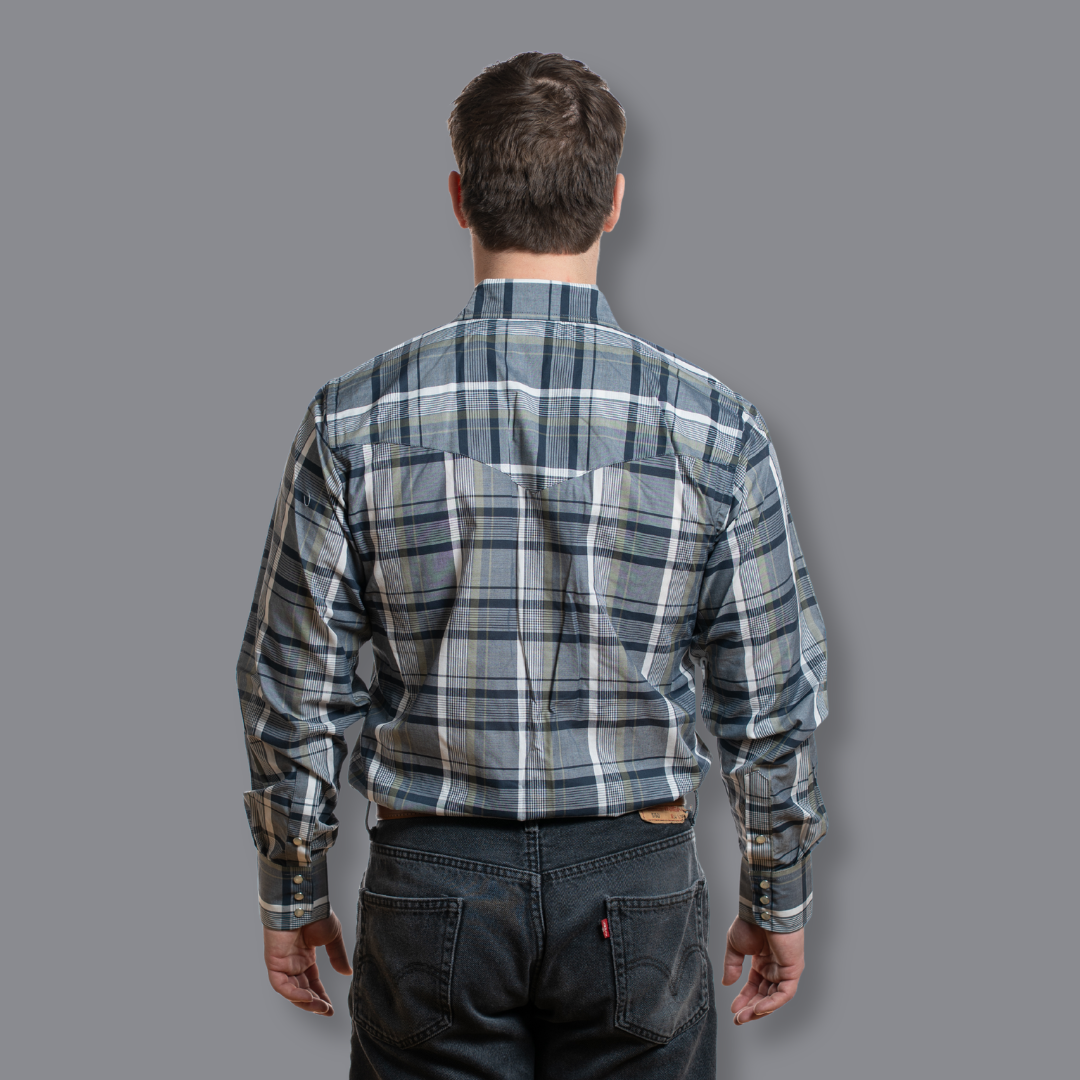 Men's Snap Plaid Shirt (Sage) - I30D02-56