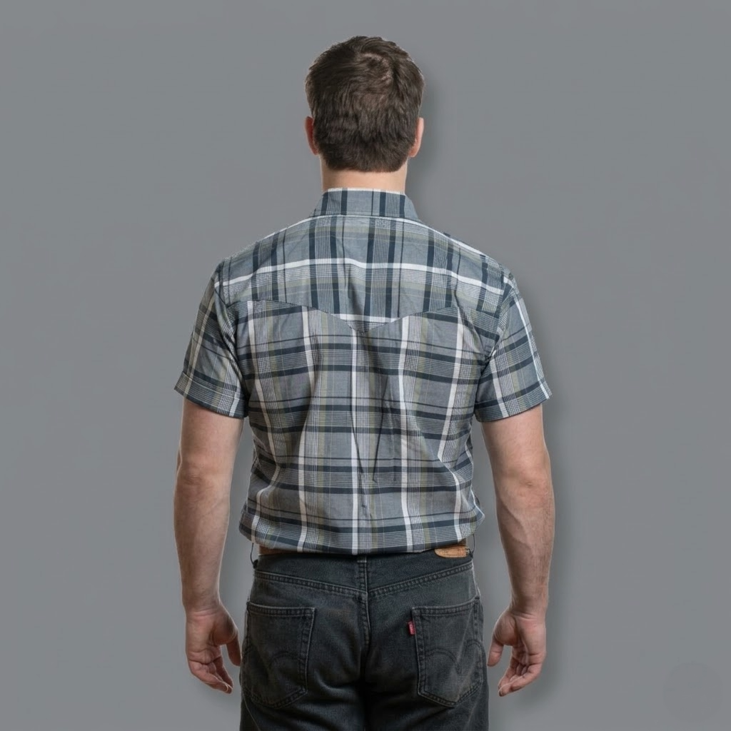 Men's Short-Sleeve Snap Plaid Shirt (Sage) - I30E00-56