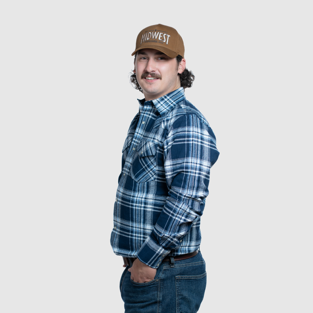 Men's Flannel Snap Shirt - I36V00-40 (Navy)