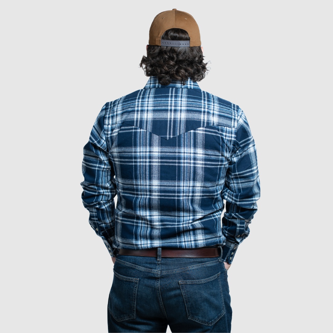 Men's Flannel Snap Shirt - I36V00-40 (Navy)