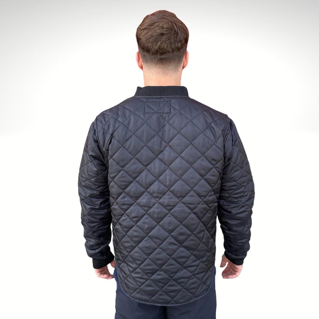 MWG Ripstop Black Freezer Jacket. Freezer Jacket has a brass zipper, two front pockets and ribbed cuffs & collar.