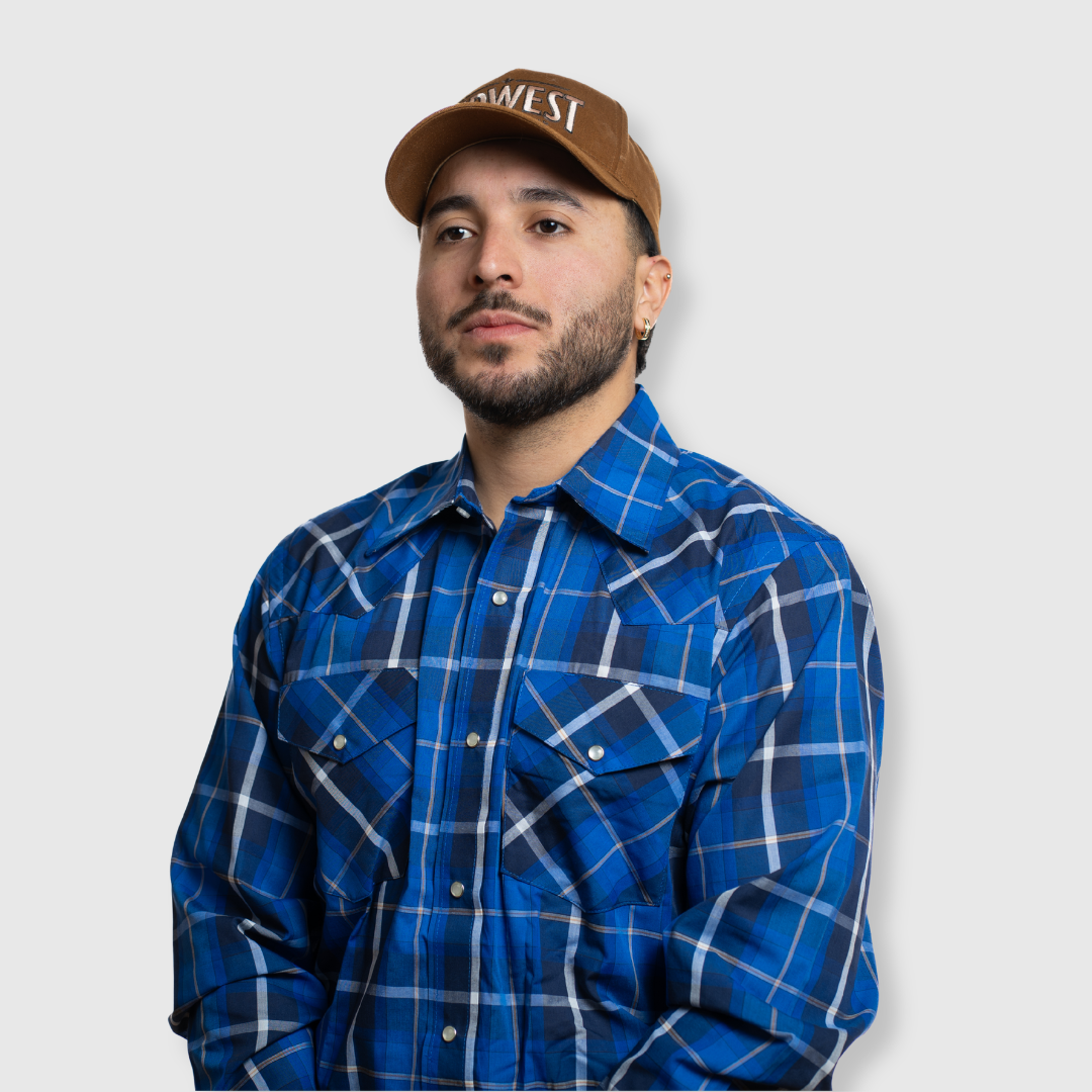 Men's Snap Plaid Shirt (Royal Blue) - I30D02-42