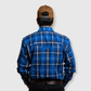 Men's Snap Plaid Shirt (Royal Blue) - I30D02-42