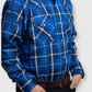 Men's Snap Plaid Shirt (Royal Blue) - I30D02-42