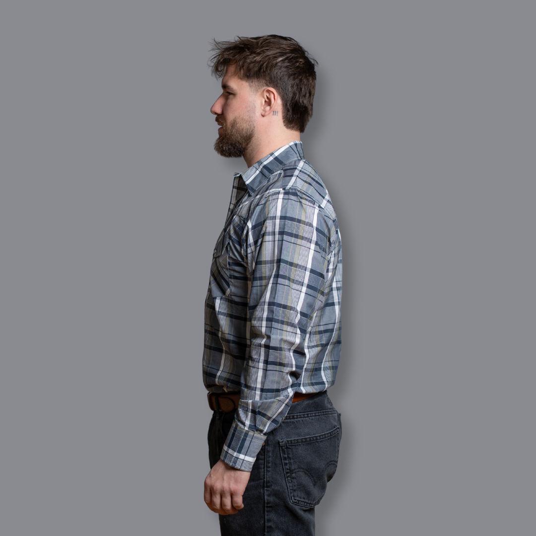 Men's Snap Plaid Shirt (Sage) - I30D02-56