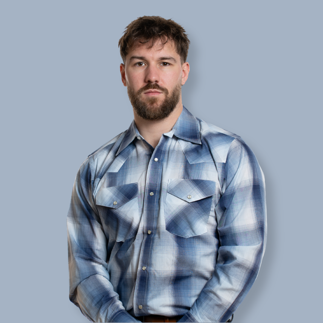 Men's Snap Plaid Shirt (Sky Blue) - I30D02-61