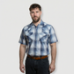 Men's Short-Sleeve Snap Plaid Shirt (Sky Blue) - I30E00-61