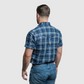 Men's Short-Sleeve Snap Plaid Shirt (Dark Royal) - I30E00-51