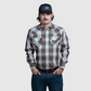 Men's Snap Plaid Shirt (Beige) - I30D02-23