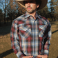 Men's Snap Plaid Shirt (Wine) - I30D02-06