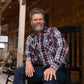 Men's long-sleeve western shirt. Plaid pattern. Pearl snaps.