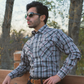 Men's Snap Plaid Shirt (Khaki) - I30D02-25
