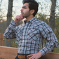 Men's Snap Plaid Shirt (Khaki) - I30D02-25