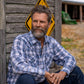 Men's short-sleeve western shirt. Plaid pattern. Pearl snaps.