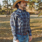 Men's Snap Plaid Shirt (Dark Royal) - I30D02-51