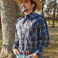 Men's Snap Plaid Shirt (Dark Royal) - I30D02-51