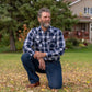 Men's long-sleeve western shirt. Plaid pattern. Pearl snaps.