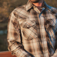 Men's Snap Plaid Shirt (Black Orange) - I30D02-78
