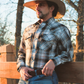 Men's Snap Plaid Shirt (Black Orange) - I30D02-78