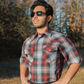 Men's Short-Sleeve Snap Plaid Shirt (Wine) - I30E00-06