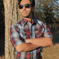 Men's Short-Sleeve Snap Plaid Shirt (Wine) - I30E00-06