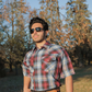 Men's Short-Sleeve Snap Plaid Shirt (Wine) - I30E00-06