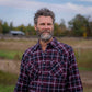 Men's long-sleeve western shirt. Plaid pattern. Pearl snaps.