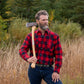 Men's long-sleeve western shirt. Plaid pattern. Pearl snaps.