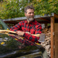 Men's long-sleeve western shirt. Plaid pattern. Pearl snaps.