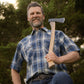 Men's short-sleeve plaid western shirt. Western shirt is blue & white with pearl snaps.